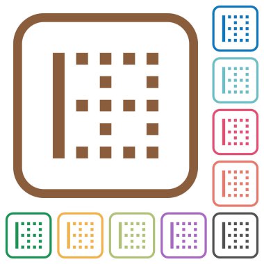 Sol kenarlık basit simgeler renkli kare kare beyaz arka plan üzerinde yuvarlak