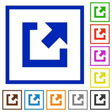 Kare kare beyaz arka plan üzerinde dış bağlantı düz renk simgeleri