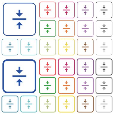 Dikey hizalama merkezi renk düz simgeler Yuvarlatılmış kare kare. İnce ve kalın sürümleri dahil.