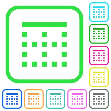 Beyaz arka plan üzerinde eğri sınırları üst kenarlık canlı renkli düz simgeler