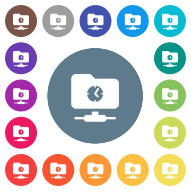 Yuvarlak renkli arka planlar hızlı Ftp düz beyaz simgeleri. 17 arka plan renk değişimleri dahil.