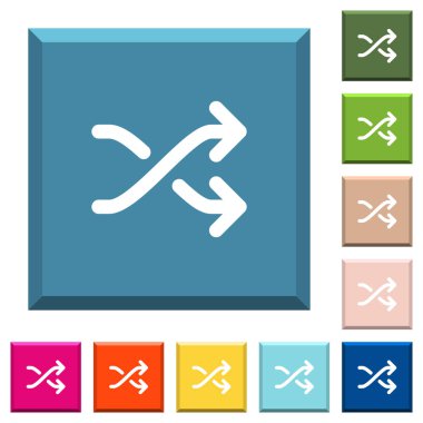 Medya rasgele beyaz simgeler açık trendy çeşitli renklerde ucu keskin kare düğmeleri