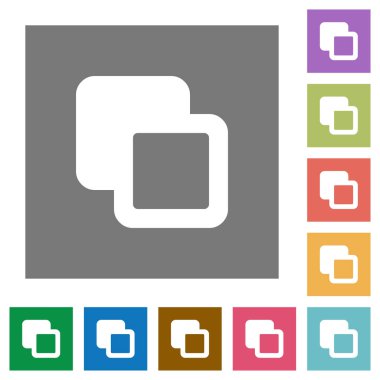 Şekilleri düz simgeler basit renkli kare arka planlar üzerinde çıkarma