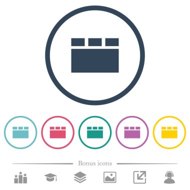 Yatay sekmeli düzen düz renkli simgeler yuvarlak özetliyor. 6 bonus simgeler dahil.