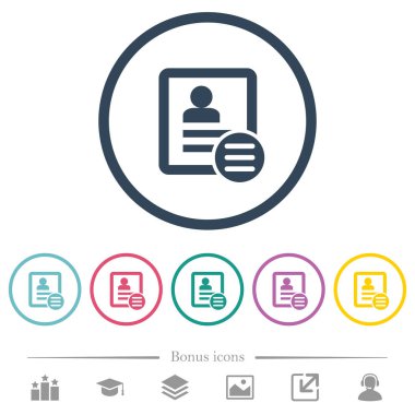 Yuvarlak özetliyor seçenekleri düz renk simgeleri başvurun. 6 bonus simgeler dahil.