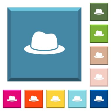 Tek beyaz şapka simgeleri çeşitli moda renklerde ucu keskin kare düğmeleri