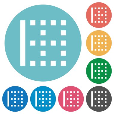 Yuvarlak renkli arka planlar üzerinde sol kenarlığının düz beyaz simgeler