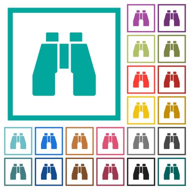 Dürbün çeyreği kare beyaz arka plan üzerinde renkli simgelerle düz