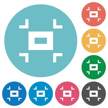 Küçük ekran düz beyaz simgeleri yuvarlak renkli arka planlar