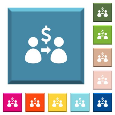 Dolar beyaz simgeleri çeşitli moda renklerde ucu keskin kare düğmeleri göndermek