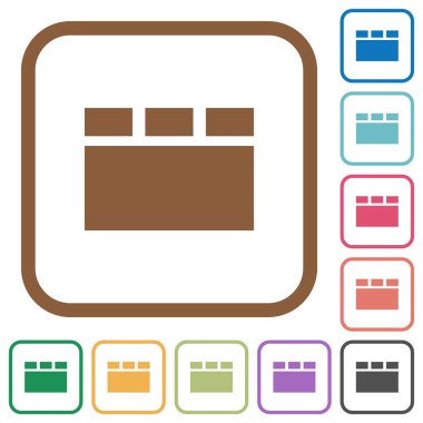 Kare kare beyaz arka plan üzerinde renkli yatay sekmeli düzen basit simgeler yuvarlak