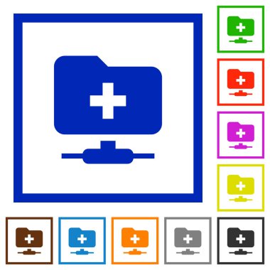 FTP kare kare beyaz arka plan üzerinde düz renkli simgeler klasör oluşturun