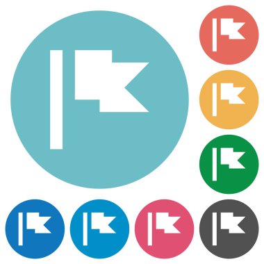 Yuvarlak renkli arka planlar üzerinde düz beyaz simgeler bayrak