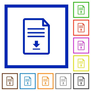Kare kare beyaz arka plan üzerinde belge düz renk simgeleri download