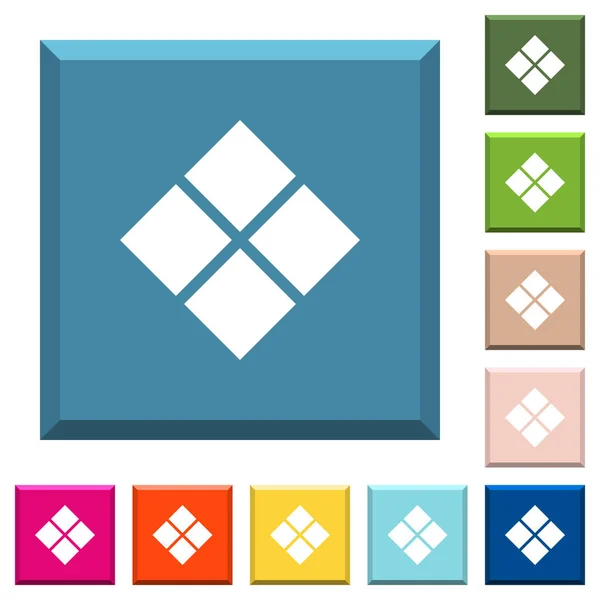 Diagonální Dlaždice Vzor Bílé Ikony Omítané Čtverečních Tlačítek Různých Módních — Stockový vektor