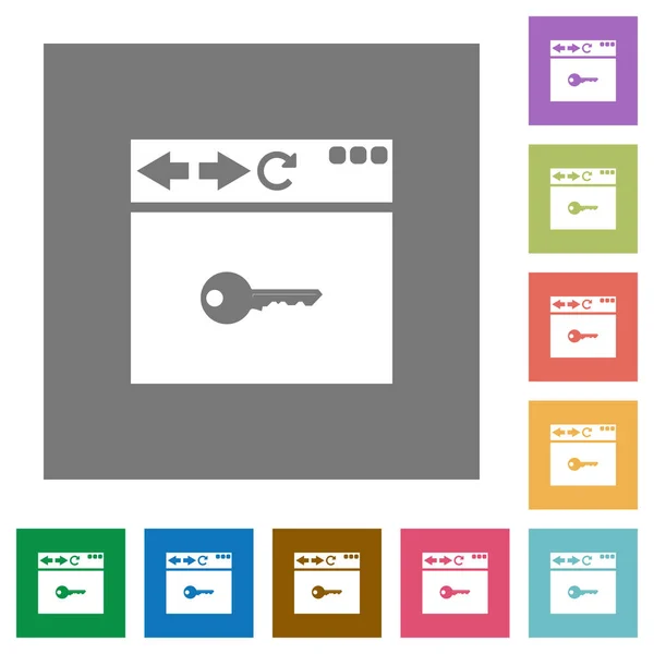 Prohlížeč Šifrovat Ploché Ikony Jednoduché Barevné Čtverce Pozadí — Stockový vektor