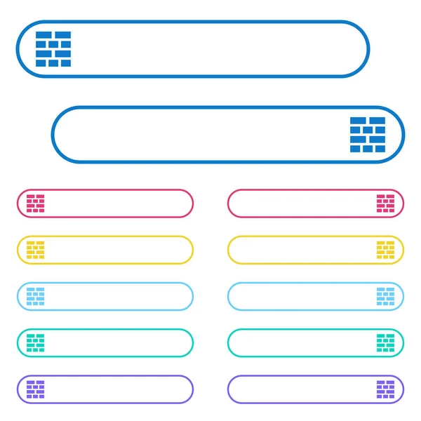 Кирпичные Иконки Стен Округлых Цветовых Кнопках Меню Вариации Значков Слева — стоковый вектор