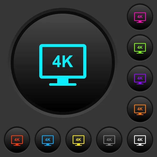 Display Dark Push Buttons Vivid Color Icons Dark Grey Background — Stock Vector