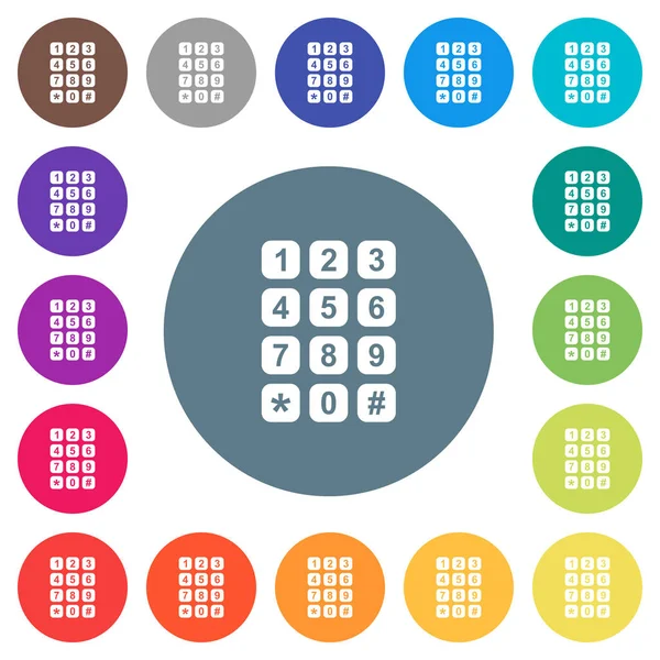 Numeric Keypad Flat White Icons Color Backgrounds Background Color Variations — Stock Vector