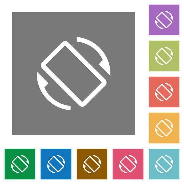 Écran Mobile Rotation Automatique Des Icônes Plates Sur Fond Carré — Image vectorielle