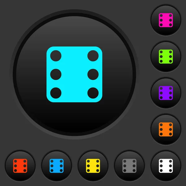 Domino Seis Botones Oscuros Con Iconos Colores Vivos Sobre Fondo — Vector de stock