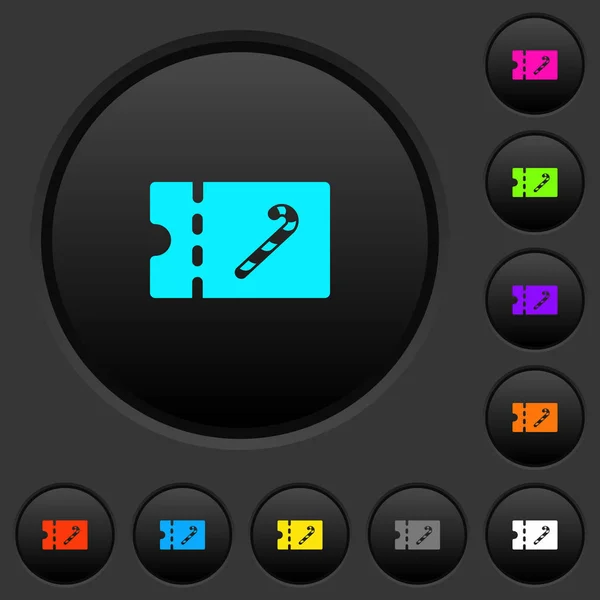 Γλυκό Κατάστημα Έκπτωση Κουπόνι Σκούρο Κουμπιά Έντονο Χρώμα Εικονίδια Σκούρο — Διανυσματικό Αρχείο