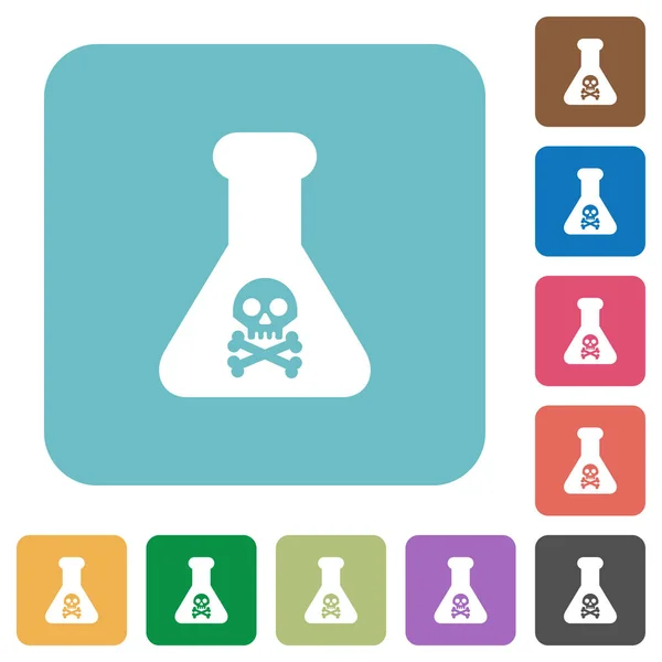 Dangerous Chemical Experiment White Flat Icons Color Rounded Square Backgrounds — Stock Vector