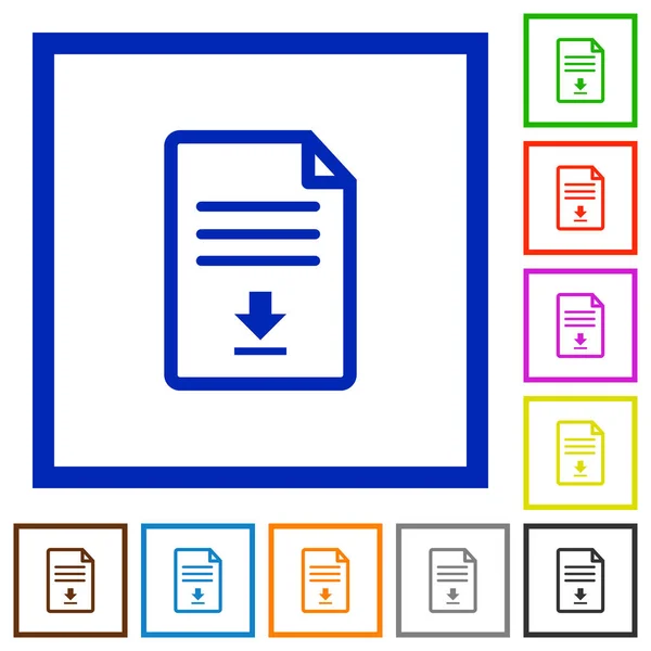 Letöltés Dokumentum Lapos Színes Ikonok Szögletes Keretes Fehér Háttér — Stock Vector