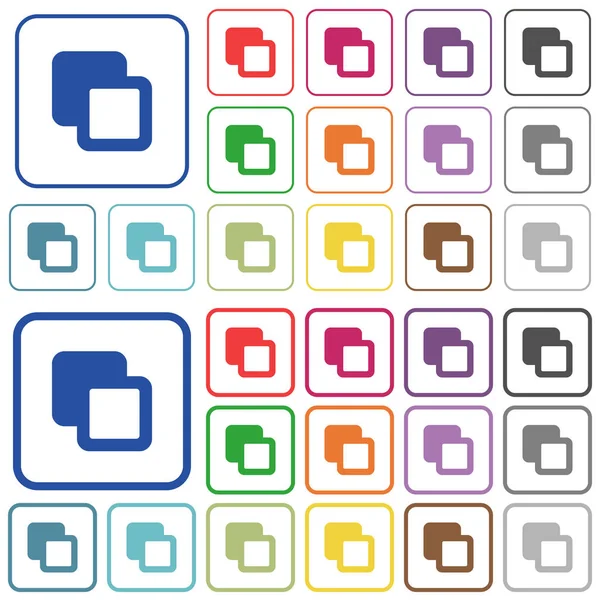 Vonjuk Formák Színes Lapos Ikonok Ban Lekerekített Négyzet Alakú Keretek — Stock Vector