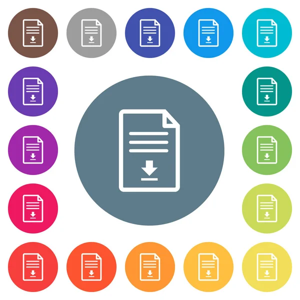 Télécharger Document Des Icônes Plates Blanches Sur Fond Rond Couleur — Image vectorielle