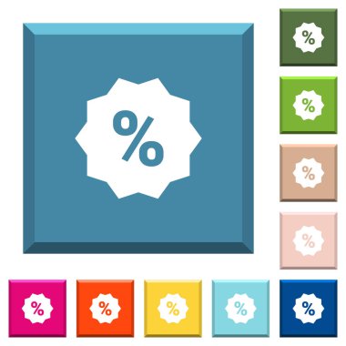 Etiket beyaz simgeleri çeşitli moda renklerde ucu keskin kare düğmeleri indirim