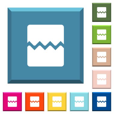 Sayfa sonu beyaz simgeleri çeşitli moda renklerde ucu keskin kare düğmeleri