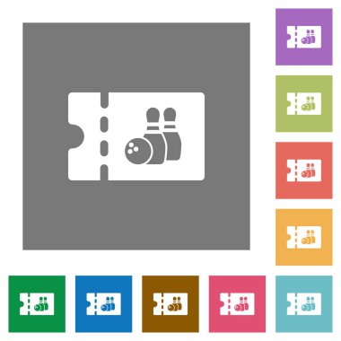 Bowling indirim kupon düz simgeler basit renkli kare arka planlar