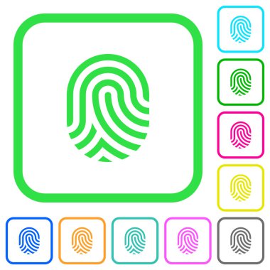 Beyaz arka plan üzerinde eğri sınırları parmak izi canlı renkli düz simgeler