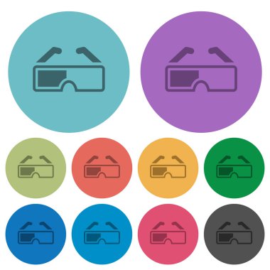 Retro 3d gözlük rengi daha koyu düz simgeleri arka plan yuvarlak
