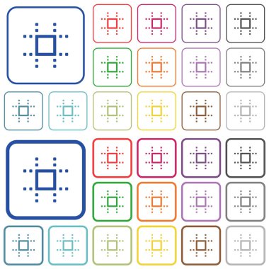 Kılavuz rengi için Yuvarlatılmış kare kare düz simgeler oturtun. İnce ve kalın sürümleri dahil.