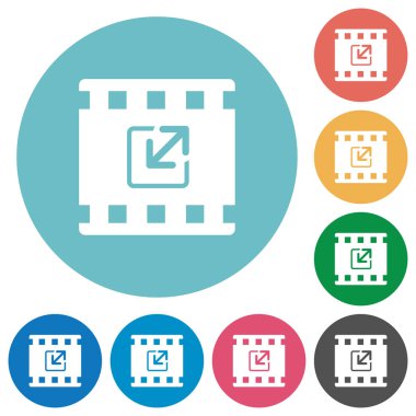 Yuvarlak renkli arka planlar üzerinde film düz beyaz simgelerini yeniden boyutlandırmak