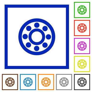 Yatakları kare kare beyaz arka plan üzerinde renkli simgeler düz