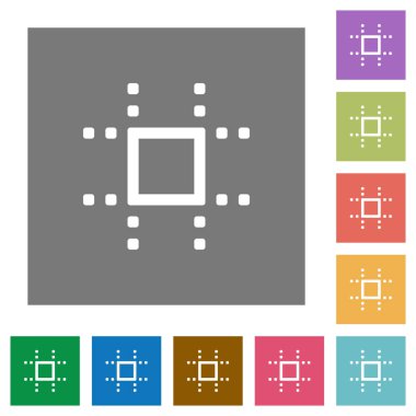 Kılavuz düz simgeler basit renkli kare arka planlar üzerine yapışır