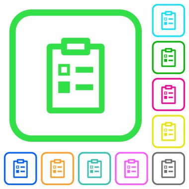 Beyaz arka plan üzerinde eğri sınırları anket canlı renkli düz simgeler