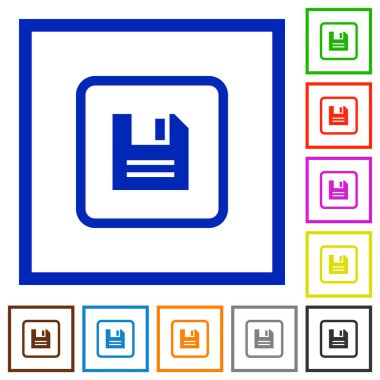 Nesne düz renk simgeleri kare kare beyaz zemin üzerine kaydedin.