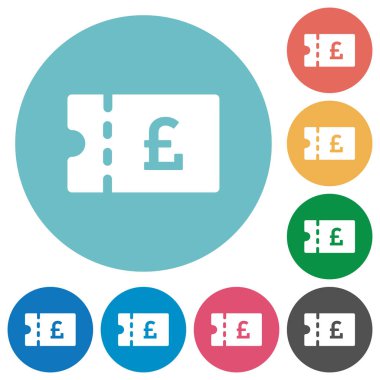 Yuvarlak Lirası indirim kupon düz beyaz simgeler üzerinde renkli arka planlar