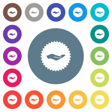 Yuvarlak renkli arka planlar üzerinde etiket düz beyaz Icons ver. 17 arka plan renk değişimleri dahil.