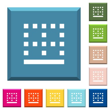 Alt sınır beyaz simgeleri çeşitli moda renklerde ucu keskin kare düğmeleri