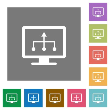 TV seçin kaynak düz simgeler basit renkli kare arka planlar