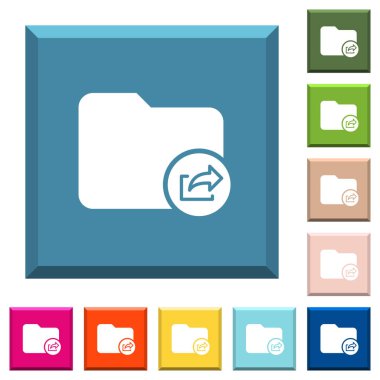 Dizin beyaz simgeleri çeşitli moda renklerde ucu keskin kare düğmeleri dışa aktarma