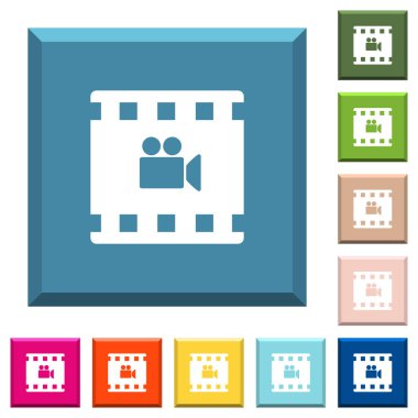 Modaya uygun çeşitli renklerde ucu keskin kare düğmeleri beyaz simgeler filme film