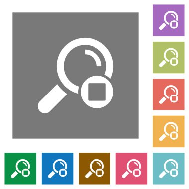 Arama düz simgeler basit renkli kare arka planlar üzerinde durdur