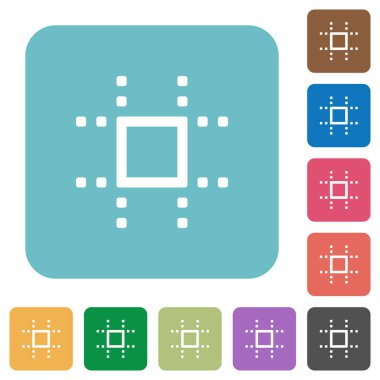 Ek renk üzerinde ızgara beyaz düz simgeler için yuvarlak kare arka planlar