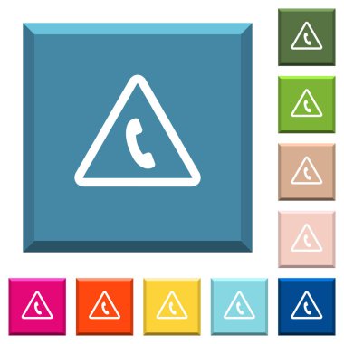 Acil çağrı beyaz simgeleri çeşitli moda renklerde ucu keskin kare düğmeleri